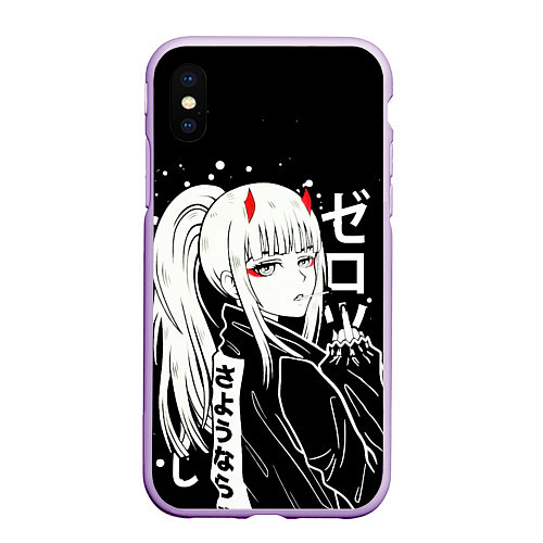 Чехол iPhone XS Max матовый Zero Two, Darling in the Franx / 3D-Сиреневый – фото 1