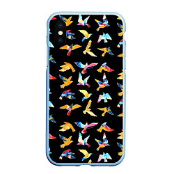 Чехол iPhone XS Max матовый Акварельные птица, цвет: 3D-голубой