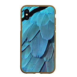 Чехол iPhone XS Max матовый Перья попугая, цвет: 3D-коричневый
