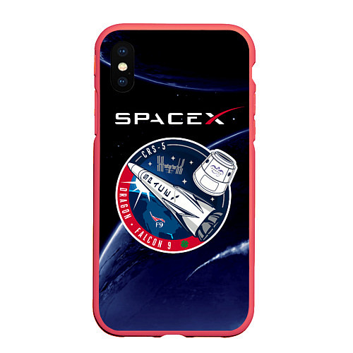 Чехол iPhone XS Max матовый Space X / 3D-Красный – фото 1