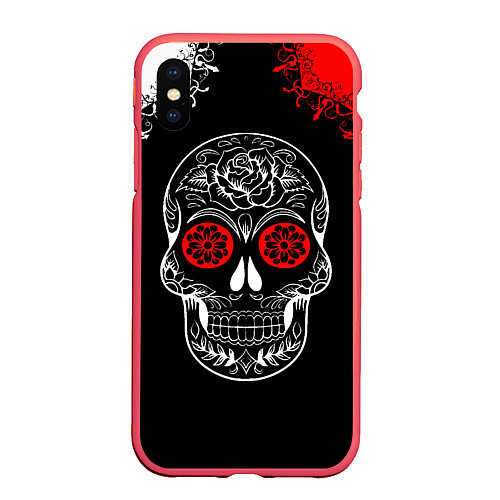 Чехол iPhone XS Max матовый Red White Skull - Череп / 3D-Красный – фото 1
