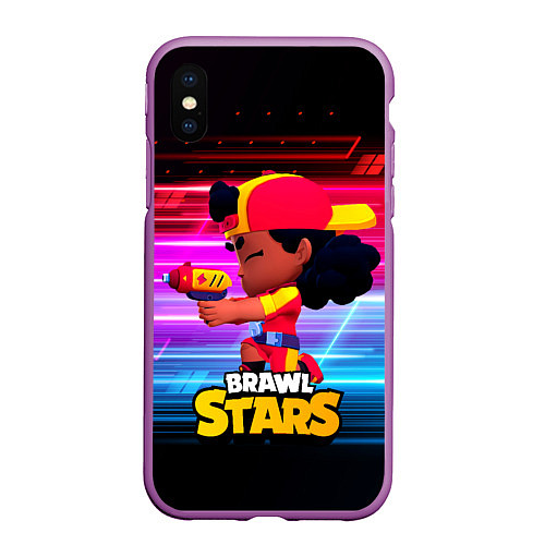 Чехол iPhone XS Max матовый Brawl Stars - Мэг / 3D-Фиолетовый – фото 1