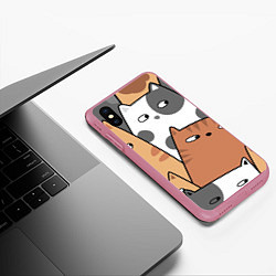 Чехол iPhone XS Max матовый Котики!, цвет: 3D-малиновый — фото 2