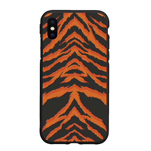Чехол iPhone XS Max матовый Шкура тигра оранжевая / 3D-Черный – фото 1