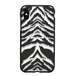 Чехол iPhone XS Max матовый Белая шкура тигра, цвет: 3D-черный