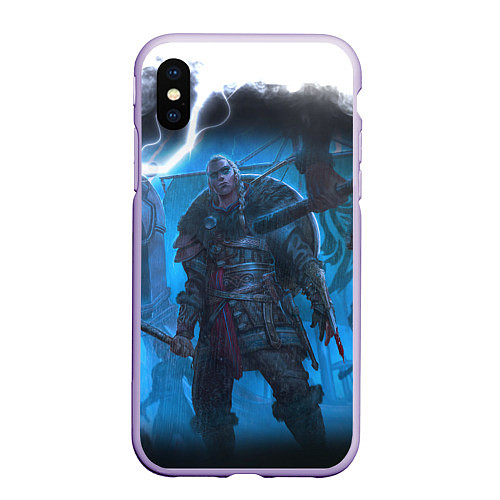 Чехол iPhone XS Max матовый ASSASSINS CREED VALHALLA ВАЛХАЛЛА / 3D-Светло-сиреневый – фото 1