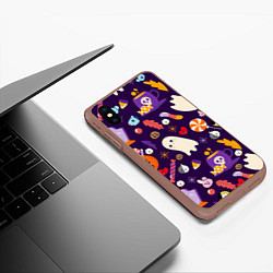 Чехол iPhone XS Max матовый HALLOWEEN BTS BT21 PATTERN БТ21 БТС ХЕЛЛОУИН, цвет: 3D-коричневый — фото 2