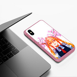 Чехол iPhone XS Max матовый Горничная Мисс Кобаяши расцветает Тору, цвет: 3D-малиновый — фото 2