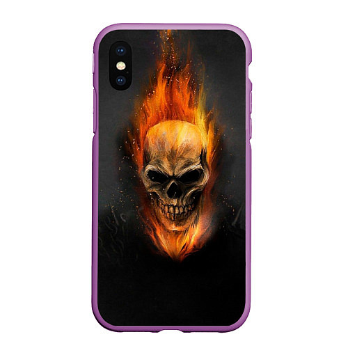 Чехол iPhone XS Max матовый Призрак в огне / 3D-Фиолетовый – фото 1