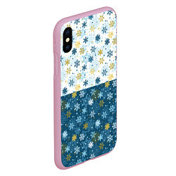 Чехол iPhone XS Max матовый Падают Снежинки, цвет: 3D-розовый — фото 2