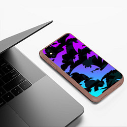 Чехол iPhone XS Max матовый ЛЕТУЧИЕ МЫШИ ХЕЛЛОУИН НЕОН HALLOWEEN NEON, цвет: 3D-коричневый — фото 2