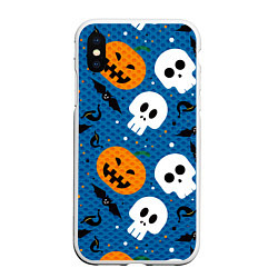 Чехол iPhone XS Max матовый ЧЕРЕПА И ТЫКВЫ HALLOWEEN