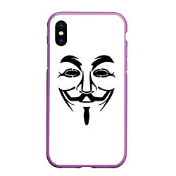 Чехол iPhone XS Max матовый Анонимус!!, цвет: 3D-фиолетовый