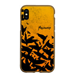 Чехол iPhone XS Max матовый ВОРОНЫ ХЕЛЛОУИН CROWS HALLOWEEN, цвет: 3D-коричневый