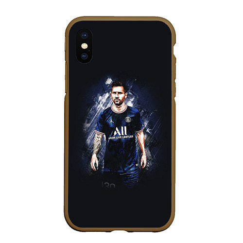 Чехол iPhone XS Max матовый Lionel Messi Paris Saint-Germain / 3D-Коричневый – фото 1