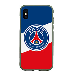 Чехол iPhone XS Max матовый Paris Saint-Germain FC, цвет: 3D-темно-зеленый