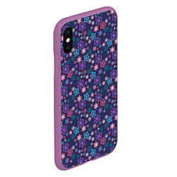 Чехол iPhone XS Max матовый Снежные Узоры снежинки, цвет: 3D-фиолетовый — фото 2