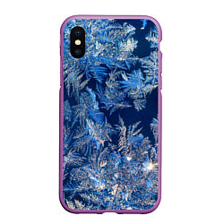 Чехол iPhone XS Max матовый Снежинки макро snowflakes macro, цвет: 3D-фиолетовый