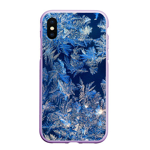 Чехол iPhone XS Max матовый Снежинки макро snowflakes macro / 3D-Сиреневый – фото 1