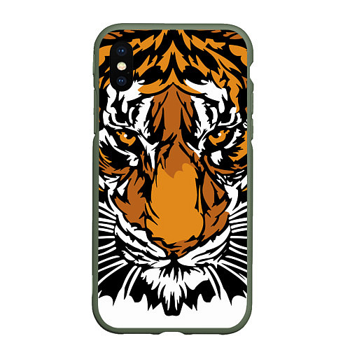 Чехол iPhone XS Max матовый Взгляд хозяина джунглей / 3D-Темно-зеленый – фото 1