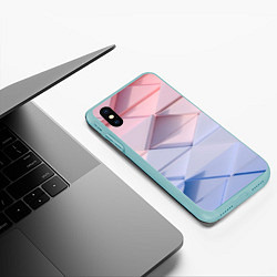 Чехол iPhone XS Max матовый Треугольники для тебя, цвет: 3D-мятный — фото 2