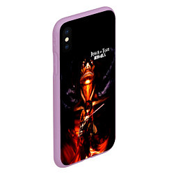 Чехол iPhone XS Max матовый Леви и Титан - Атака на титанов, цвет: 3D-сиреневый — фото 2