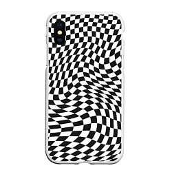 Чехол iPhone XS Max матовый Черно-белая клетка Black and white squares