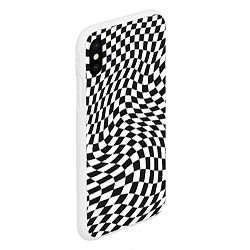 Чехол iPhone XS Max матовый Черно-белая клетка Black and white squares, цвет: 3D-белый — фото 2