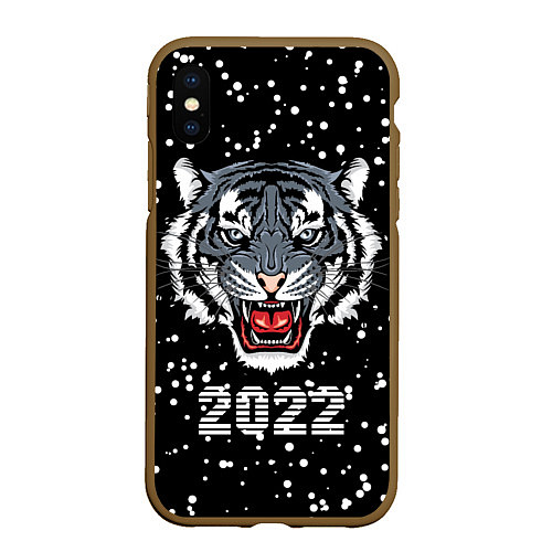 Чехол iPhone XS Max матовый Черный водяной тигр 2022 / 3D-Коричневый – фото 1