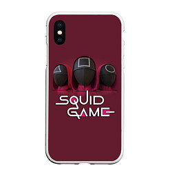 Чехол iPhone XS Max матовый ИГРА В КАЛЬМАРА ТРИО SQUID GAME TRIO, цвет: 3D-белый