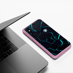 Чехол iPhone XS Max матовый BMW 3D плиты с подсветкой, цвет: 3D-розовый — фото 2
