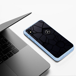 Чехол iPhone XS Max матовый Мерседес 3D плиты, цвет: 3D-голубой — фото 2