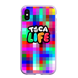 Чехол iPhone XS Max матовый Toca Life: Pixels, цвет: 3D-сиреневый