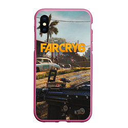 Чехол iPhone XS Max матовый Far Cry 6 game art, цвет: 3D-малиновый