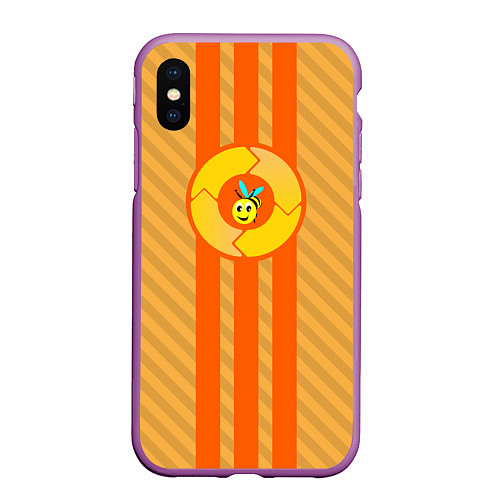 Чехол iPhone XS Max матовый Bee Пчела / 3D-Фиолетовый – фото 1