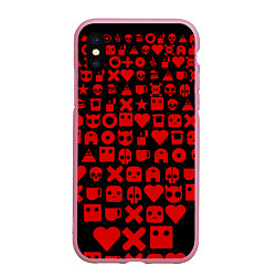 Чехол iPhone XS Max матовый Любовь, смерть и роботы пиктограммы