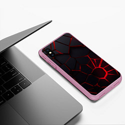 Чехол iPhone XS Max матовый Адские 3D плиты 3Д геометрия плиты, цвет: 3D-розовый — фото 2