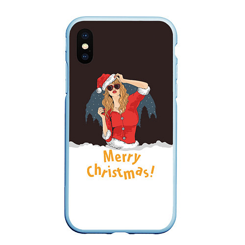 Чехол iPhone XS Max матовый Снегурка Merry Christmas / 3D-Голубой – фото 1