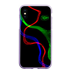 Чехол iPhone XS Max матовый Неоновый хаос 3DNeon chaos 3D, цвет: 3D-светло-сиреневый