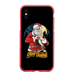 Чехол iPhone XS Max матовый Дед Мороз с Любовью, цвет: 3D-красный