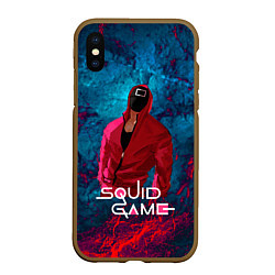 Чехол iPhone XS Max матовый Сериал Squid game Игра в кальмара, цвет: 3D-коричневый