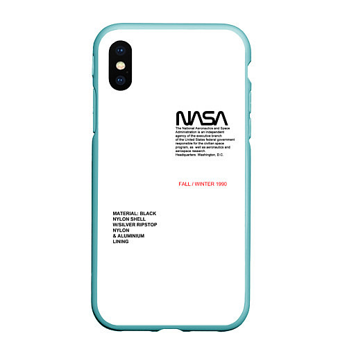 Чехол iPhone XS Max матовый NASA БЕЛАЯ ФОРМА / 3D-Мятный – фото 1