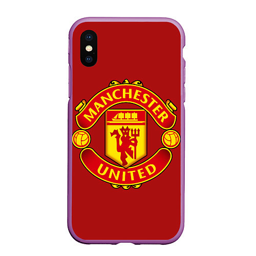 Чехол iPhone XS Max матовый Manchester United F C / 3D-Фиолетовый – фото 1
