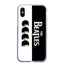 Чехол iPhone XS Max матовый The Beatles черно - белый партер, цвет: 3D-светло-сиреневый