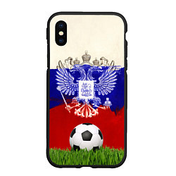 Чехол iPhone XS Max матовый Российский футбол, цвет: 3D-черный