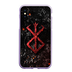 Чехол iPhone XS Max матовый BERSERK LOGO GRUNGE RED, цвет: 3D-светло-сиреневый