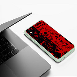 Чехол iPhone XS Max матовый BERSERK BLACK RED БЕРСЕРК ПАТТЕРН, цвет: 3D-салатовый — фото 2