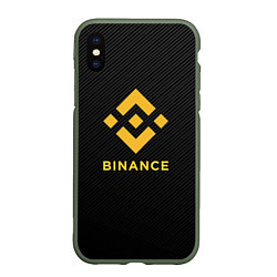 Чехол iPhone XS Max матовый БИНАНС ЛОГО CARBON BINANCE LOGO, цвет: 3D-темно-зеленый