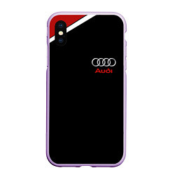 Чехол iPhone XS Max матовый АУДИ ЛОГО AUDI GEOMETRY RED STRIPES LINE, цвет: 3D-сиреневый