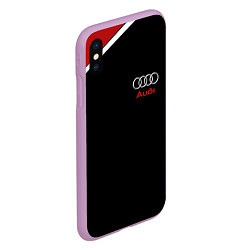 Чехол iPhone XS Max матовый АУДИ ЛОГО AUDI GEOMETRY RED STRIPES LINE, цвет: 3D-сиреневый — фото 2